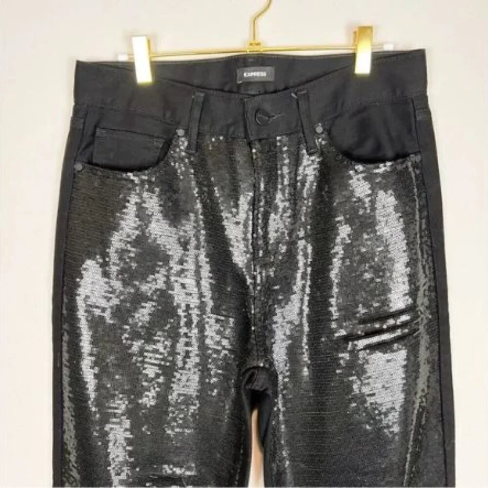 Express Straight Ankle Front High Waisted Ripped Jeans - Picture 5 of 13